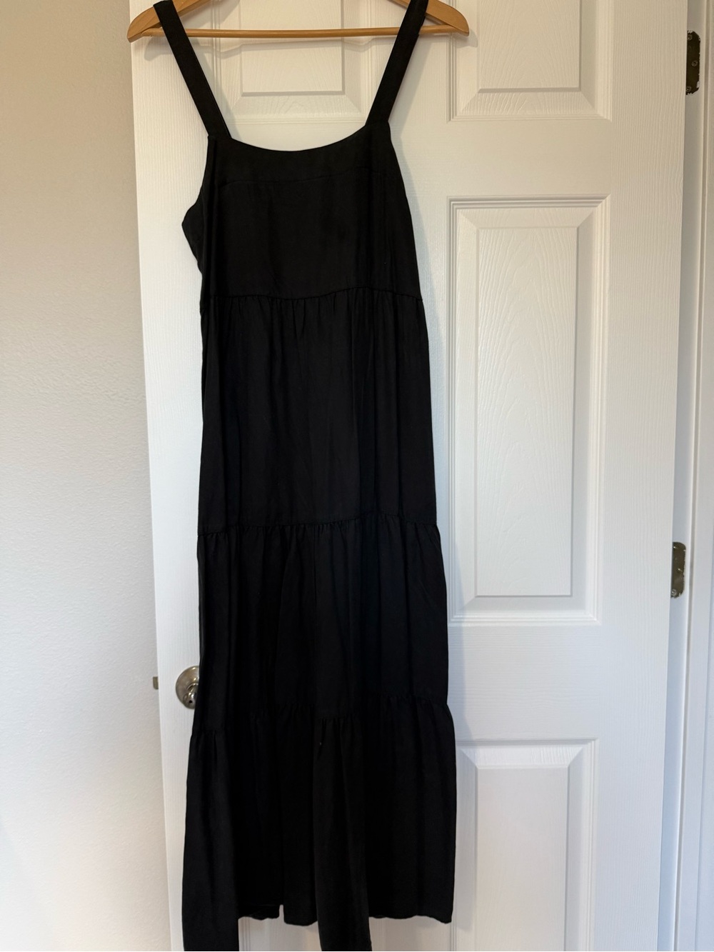 Classic Black Tiered Maxi Dress with Wide Straps